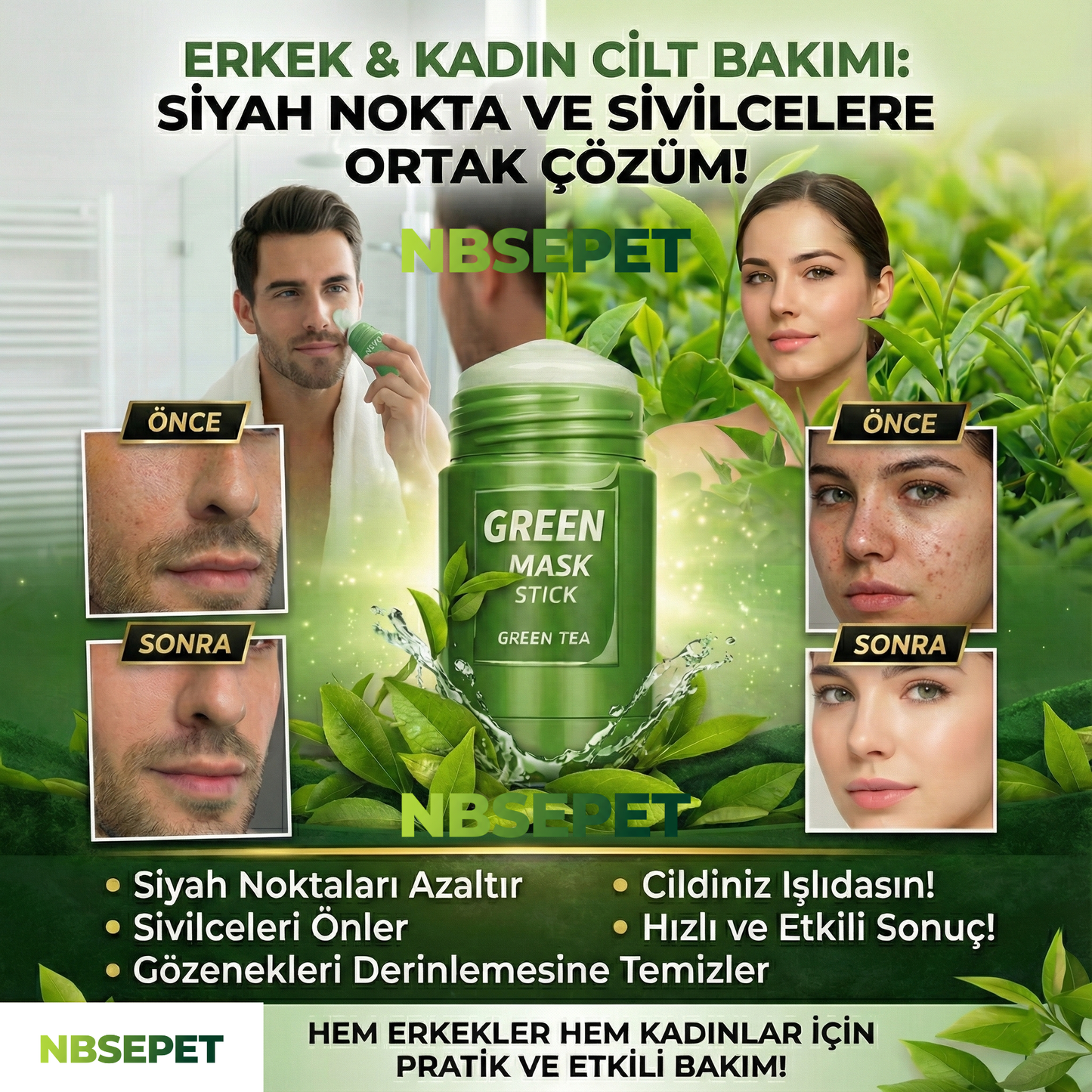 Yeşil Çay Özlü Siyah Nokta Ve Sivilce Maskesi