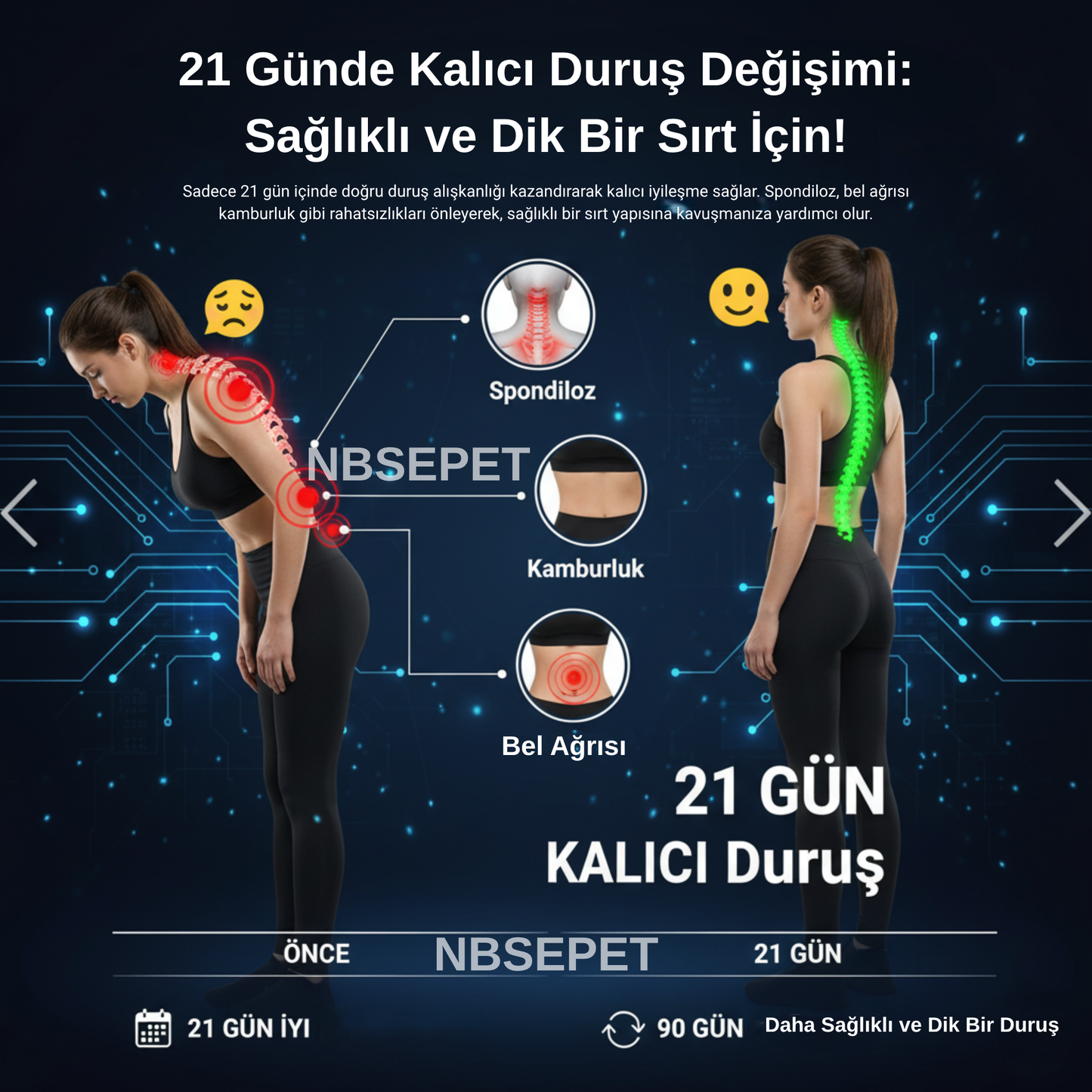 Titreşim Sensörlü Dik Duruş Korsesi